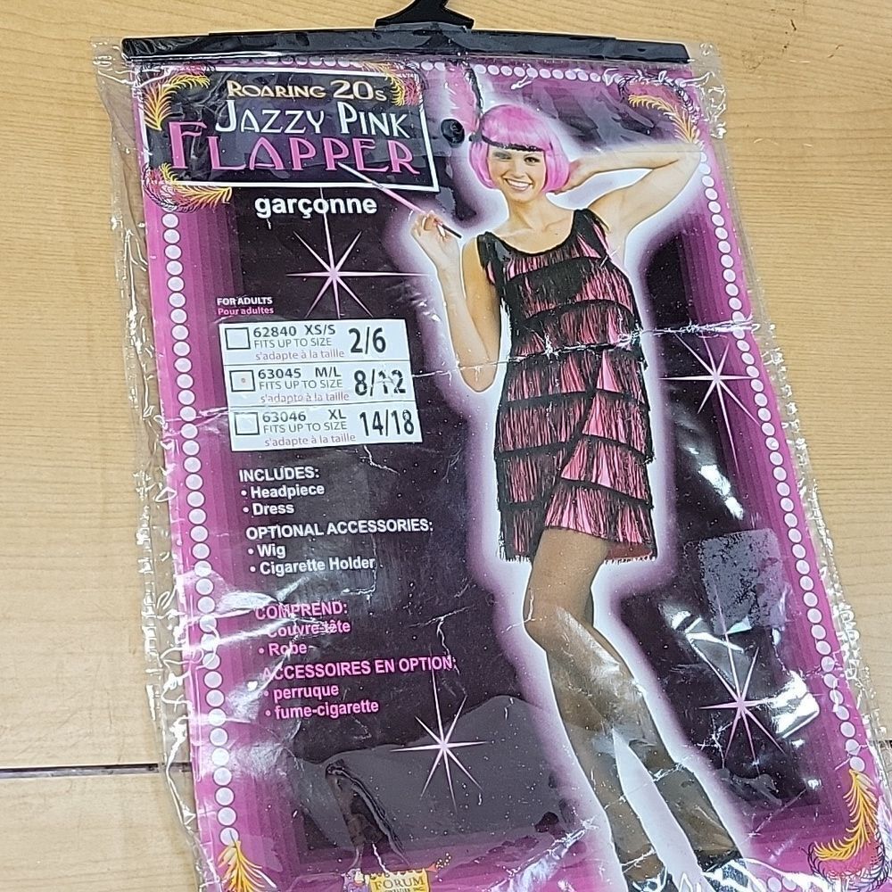 ROARING 20s JAZZY PINK FLAPPER COSTUME  Size M/L 8-12 with EXTRAS!